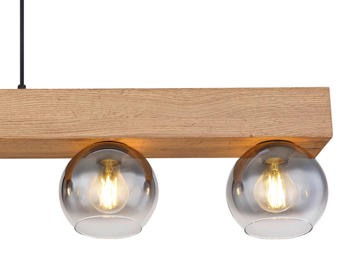 HÄNGELEUCHTE Moitas 115/15/120 cm   - Schwarz/Naturfarben, Natur, Glas/Holzwerkstoff (115/15/120cm) - Globo