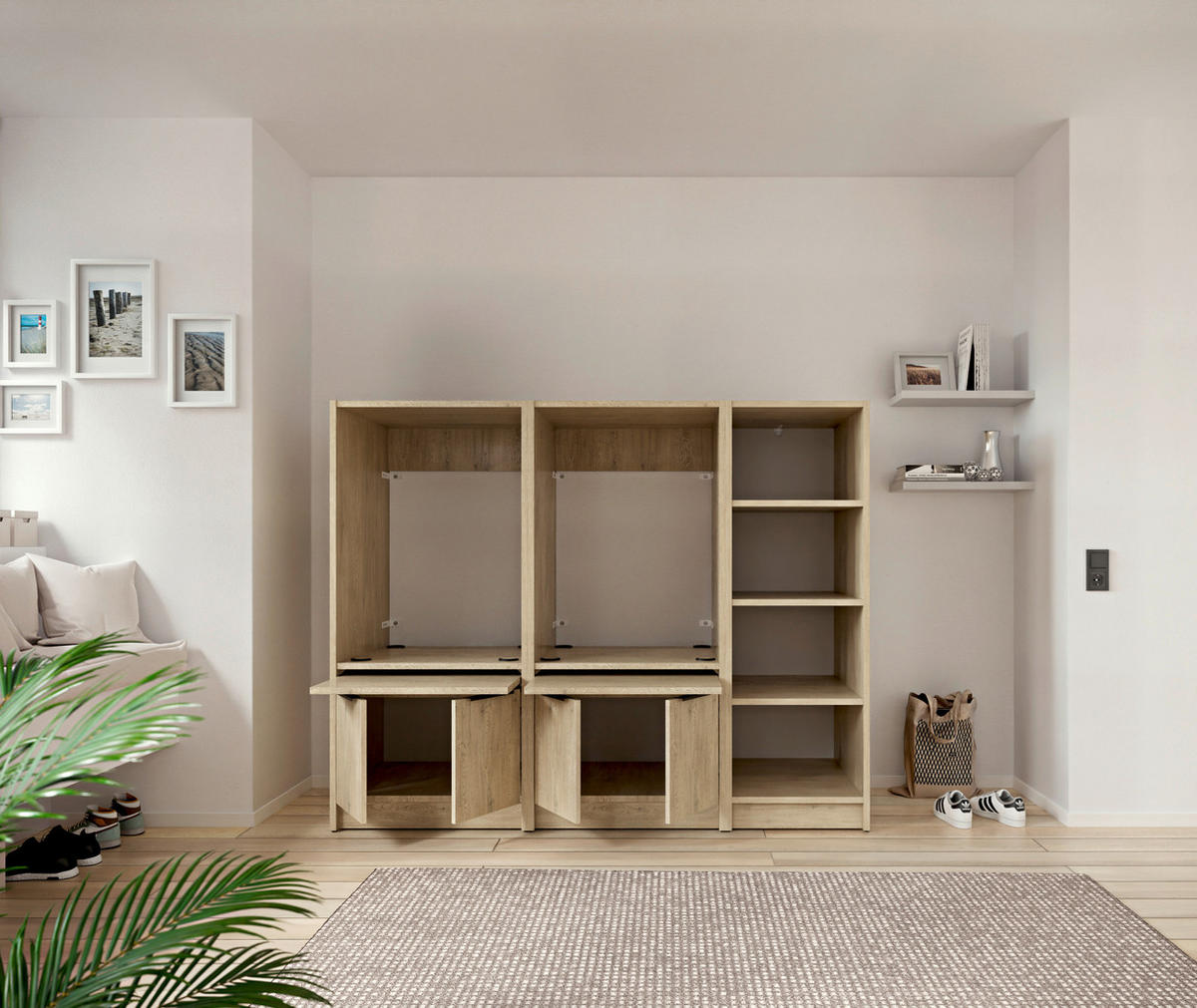 MEHRZWECKSCHRANK 50/150/68 cm  - Eichefarben/Schwarz, Basics, Holzwerkstoff/Kunststoff (50/150/68cm) - MID.YOU