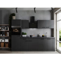 KÜCHENBLOCK 280 cm   in Dunkelgrau  - Dunkelgrau/Schwarz, Design, Holzwerkstoff/Metall (280cm) - Respekta