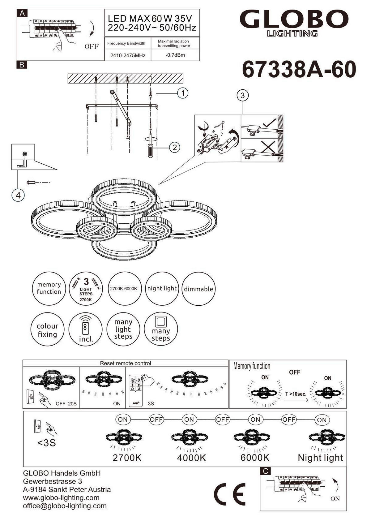 LED-DECKENLEUCHTE KORA 78/56/12 cm  - Klar/Anthrazit, Design, Kunststoff/Metall (78/56/12cm) - Globo
