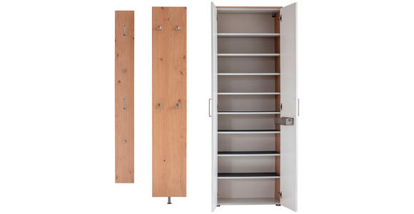 GARDEROBE 3-teilig in 220/198/29 cm - Wildeiche/Weiß, Design, Holzwerkstoff (220/198/29cm) - Moderano