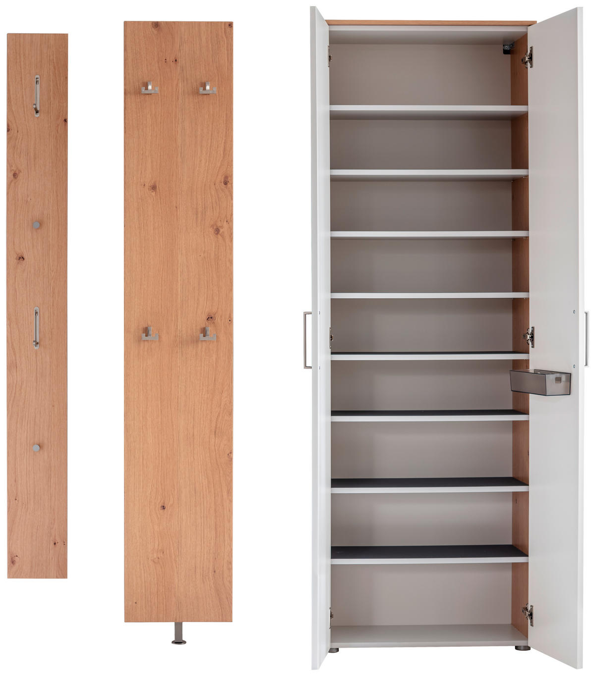GARDEROBE 3-teilig  in 220/198/29 cm  - Wildeiche/Weiss, Design, Holzwerkstoff (220/198/29cm) - Moderano