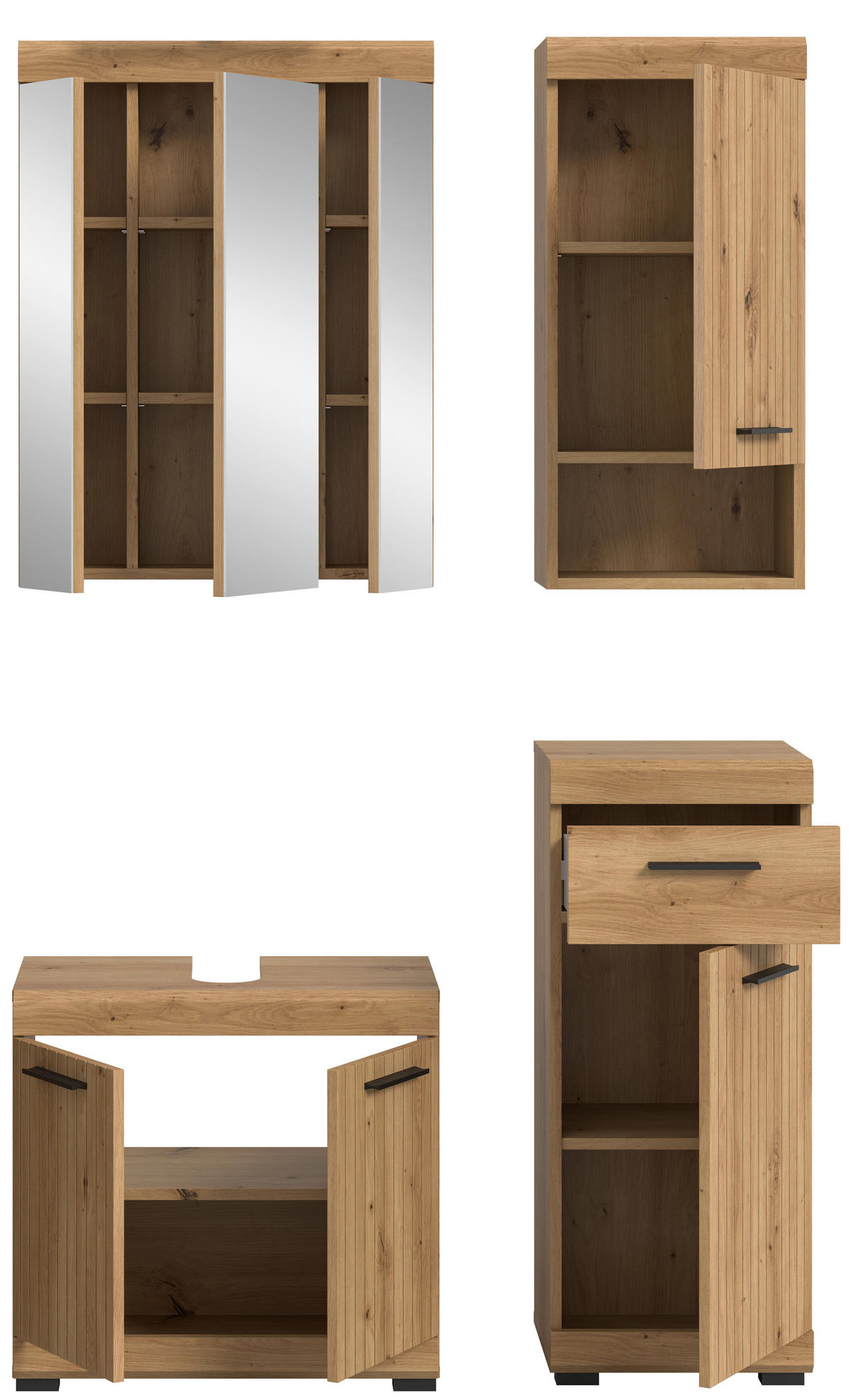 KÚPEĽŇA dub artisan  - čierna/dub artisan, Trend, kompozitné drevo/plast (97cm) - MID.YOU