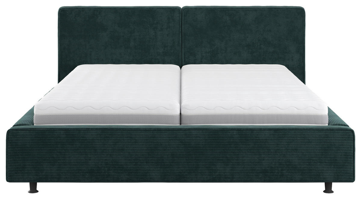 KÁRPITOZOTT ÁGY 180/200 cm  zöld  - fekete/zöld, Basics, faalapú anyag/textil (180/200cm) - Welnova