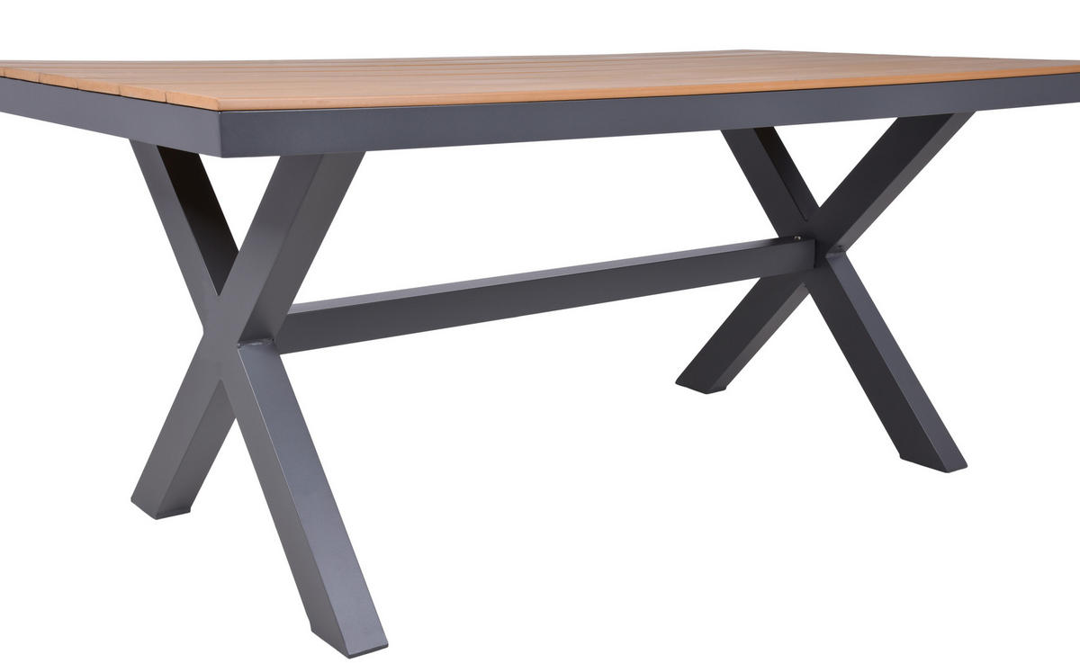 GARTENTISCH 173/93,5/75 cm Metall, Kunststoff rechteckig  - Anthrazit/Braun, Basics, Kunststoff/Metall (173/93,5/75cm) - Gardenson