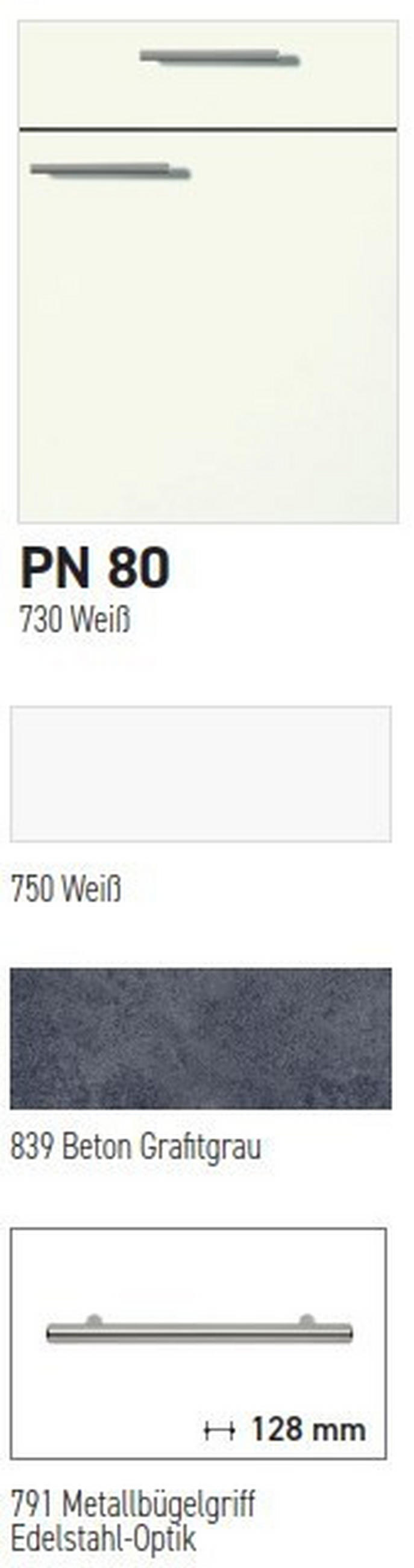 KÜCHENBLOCK PN 80 310 cm  in Graphitfarben, Weiß  - Schwarz/Graphitfarben, Design, Holzwerkstoff/Metall (310cm) - Pino