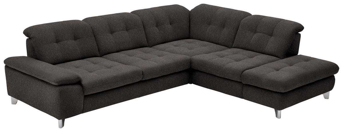 ECKSOFA in Chenille Anthrazit  - Chromfarben/Anthrazit, Design, Textil/Metall (310/260cm) - Beldomo Speed
