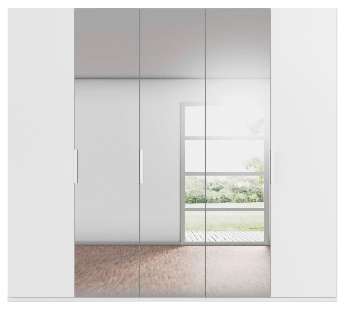 DREHTÜRENSCHRANK 251/235/61 cm,  in Weiß, 5-türig  - Weiß, Basics, Glas/Holzwerkstoff (251/235/61cm) - Novel