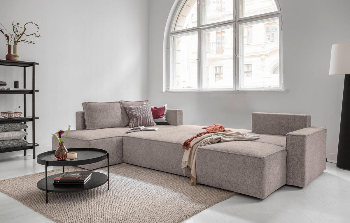 WOHNLANDSCHAFT in Grau, Weiss  - Weiss/Grau, Design, Kunststoff/Textil (194/322/156cm) - MID.YOU