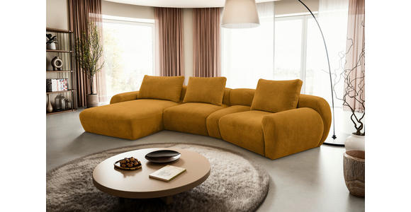 ECKSOFA  in Chenille Senfgelb  176/362 cm  - Senfgelb/Schwarz, KONVENTIONELL, Kunststoff/Textil (176/362cm) - Carryhome