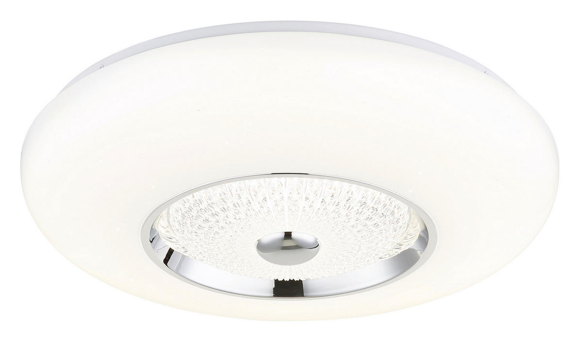 LED-DECKENLEUCHTE 48,5/11 cm   - Klar/Chromfarben, Design, Kunststoff/Metall (48,5/11cm) - Globo