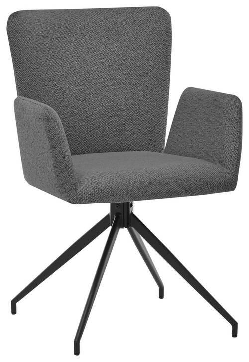 ARMLEHNSTUHL in Stahl Bouclé - Anthrazit/Schwarz, Trend, Textil/Metall (57/86/61,5cm) - SetOne by Musterring