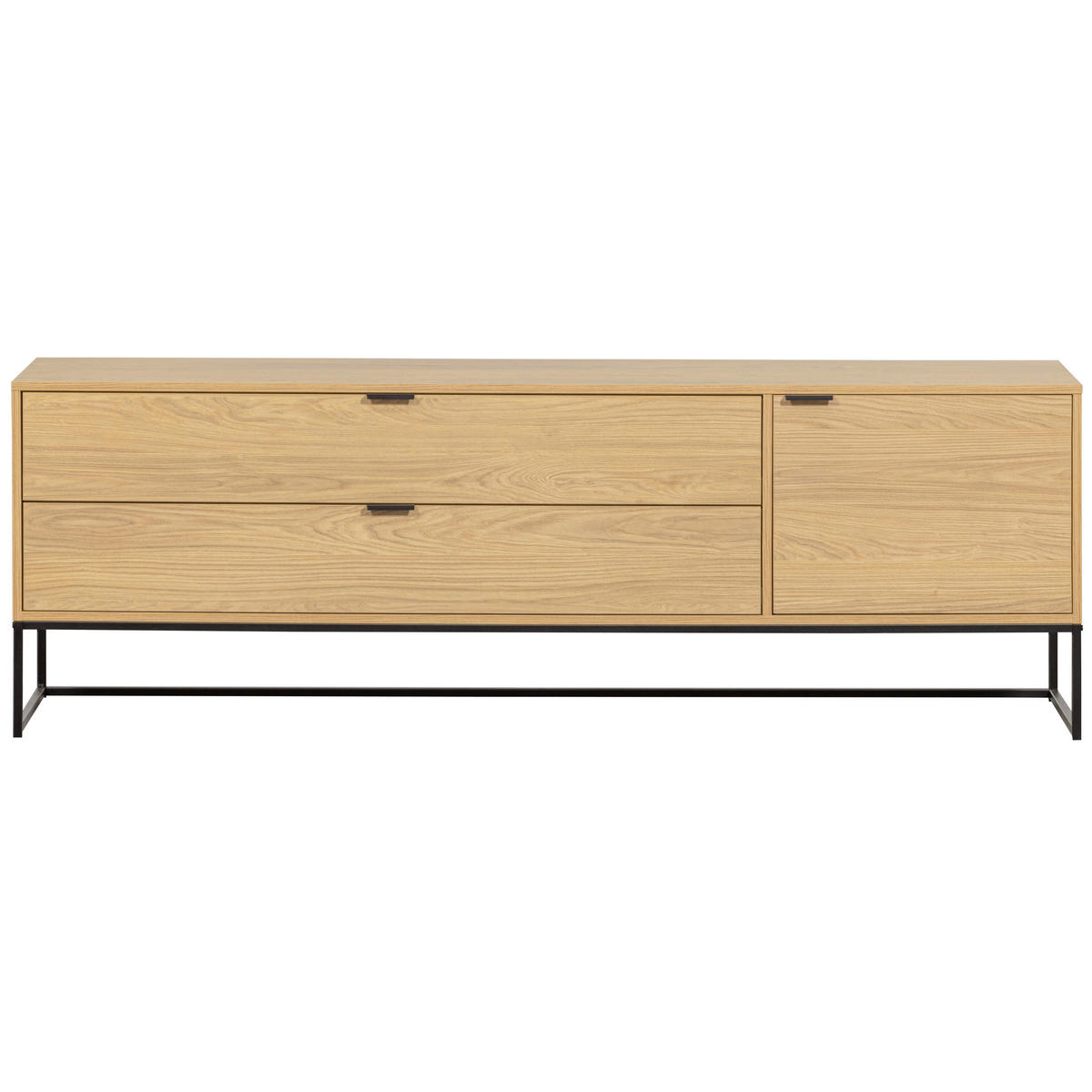 LOWBOARD Silas  in 180/61/44 cm  - Eichefarben/Schwarz, Design, Holz/Metall (180/61/44cm) - Livetastic
