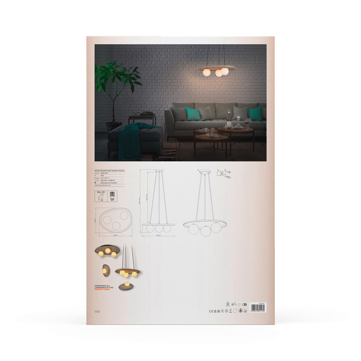 PENDELLEUCHTE 50/38,5/150 cm  - Grau, Natur, Glas/Stein (50/38,5/150cm) - Ledvance