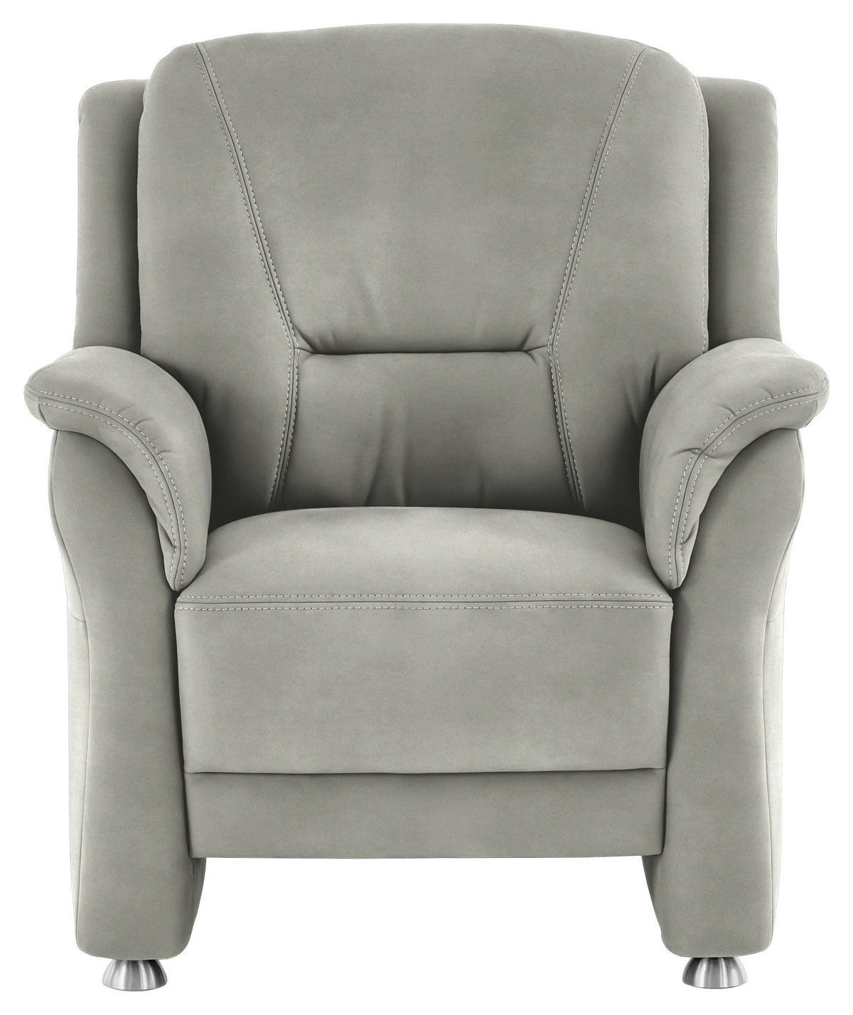 SESSEL in Mikrofaser Silberfarben  - Beige/Silberfarben, Konventionell, Textil/Metall (90/100/92cm) - Beldomo Comfort