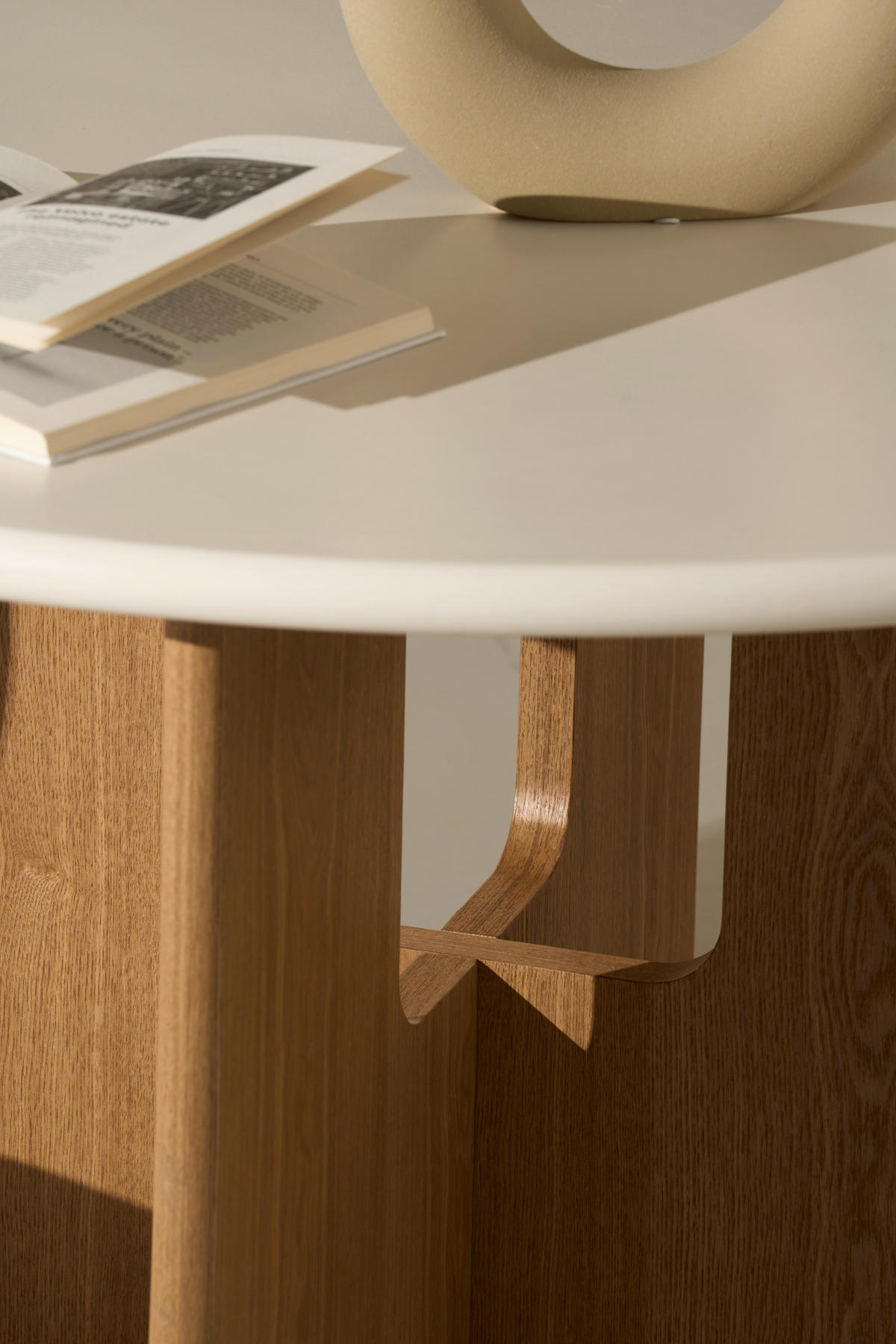 ESSTISCH Echtholz, Nachbildung  Holz, Wellpappe rund Weiß, Eichefarben  - Eichefarben/Weiß, MODERN, Holz/Wellpappe (120/75cm) - Livetastic