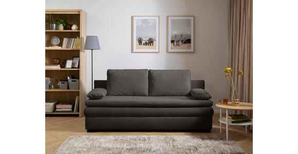 SCHLAFSOFA  mit Liegefunktion, Schlafen auf Sitzhöhe, Rücken echt Struktur Schwarz  - Schwarz, KONVENTIONELL, Kunststoff/Textil (195/93/83cm) - Carryhome