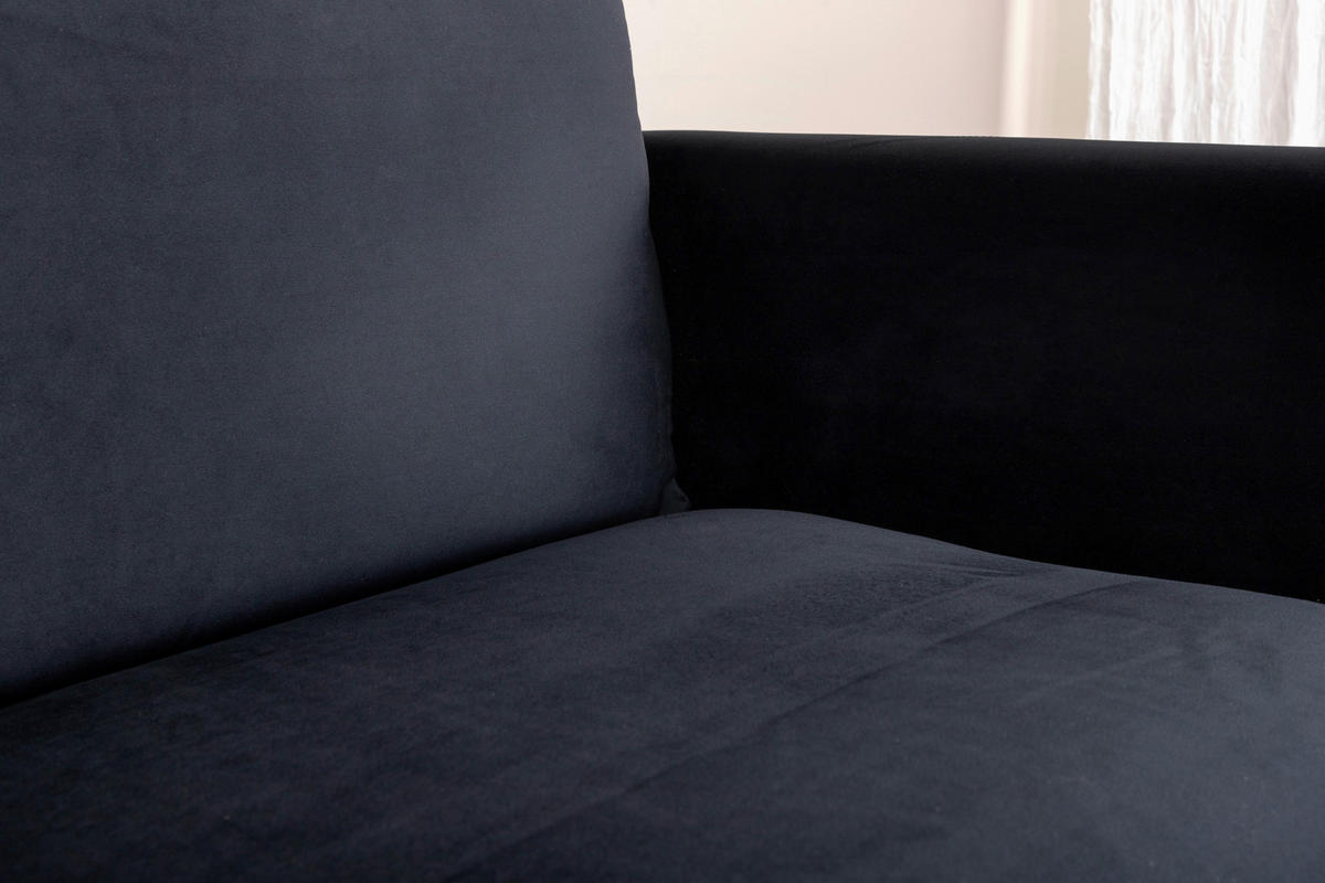 2-SITZER-SOFA in Samt Schwarz  - Schwarz, Design, Textil/Metall (180/78/80cm) - Livetastic