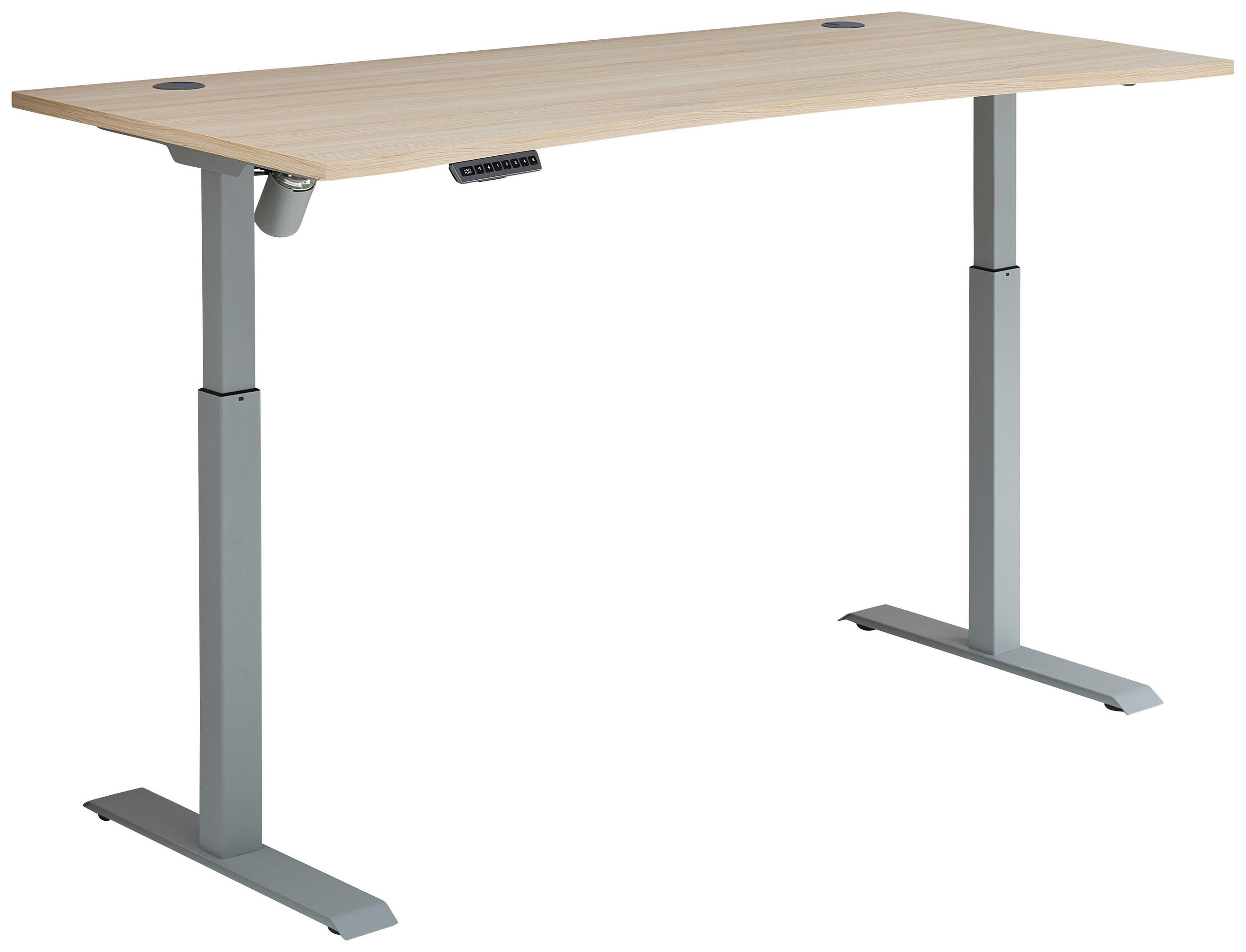 SCHREIBTISCH 160/77/72-120 cm  in Eichefarben, Silberfarben  - Eichefarben/Silberfarben, KONVENTIONELL, Holzwerkstoff (160/77/72-120cm) - Stylife
