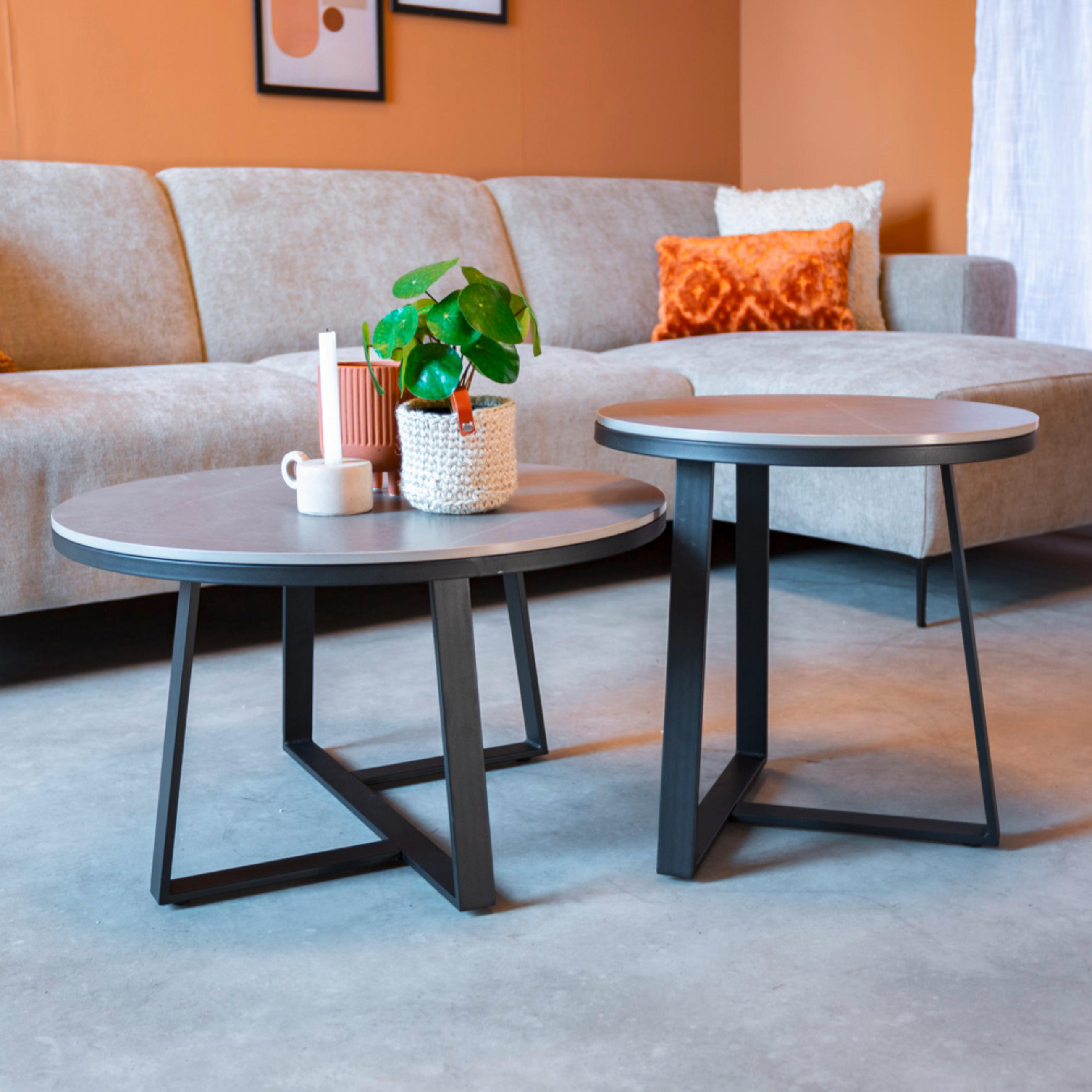 COUCHTISCH in Stein  - Schwarz/Grau, MODERN, Stein/Metall (69/40cm) - MID.YOU