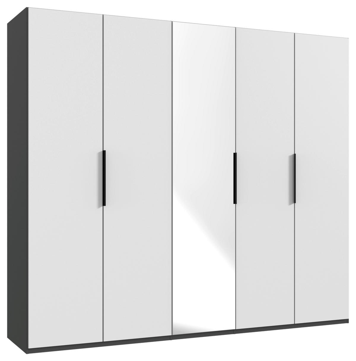 DREHTÜRENSCHRANK in Graphitfarben, Weiss  - Weiss/Schwarz, Konventionell, Holzwerkstoff/Metall (250/236/58cm) - Hom`in