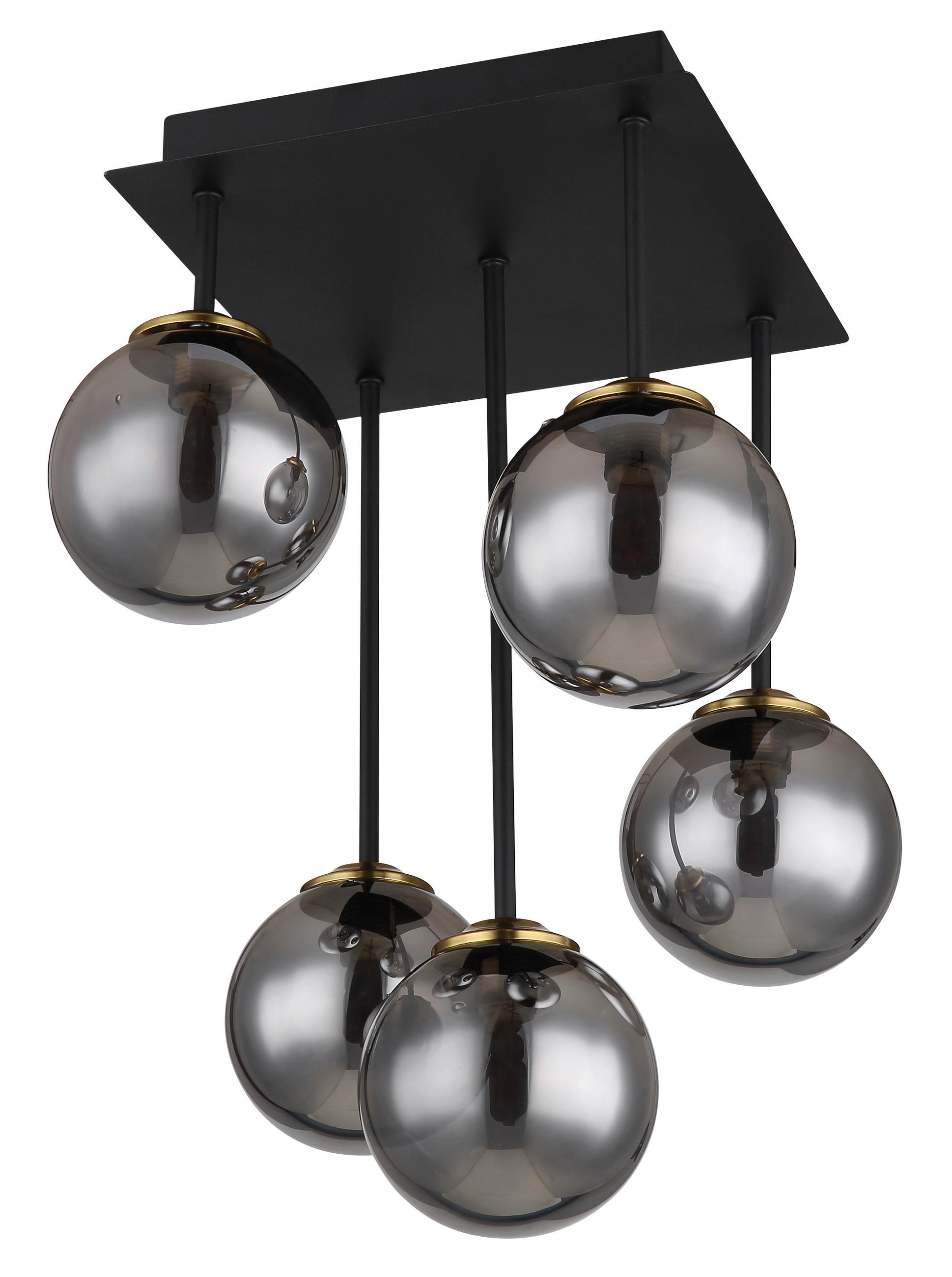 DECKENLEUCHTE Jorge 25,5/25,5/38 cm  - Schwarz/Grau, Design, Glas/Metall (25,5/25,5/38cm) - Globo
