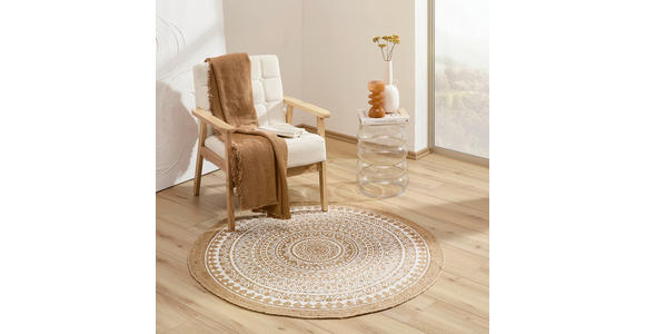 JUTETEPPICH 120 cm Naturfarben, Weiß  - Naturfarben/Weiß, Natur, Textil (120cm) - Linea Natura