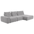 ECKSOFA in Velours Silberfarben  - Silberfarben/Schwarz, Design, Kunststoff/Textil (342/174cm) - Xora