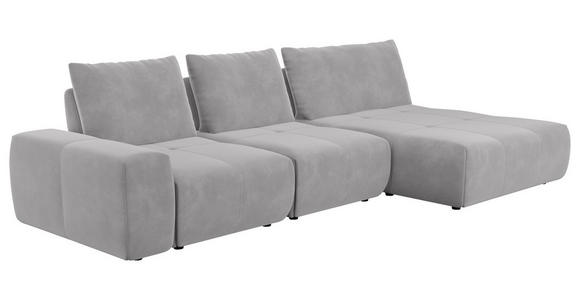 ECKSOFA in Velours Silberfarben  - Silberfarben/Schwarz, Design, Kunststoff/Textil (342/174cm) - Xora