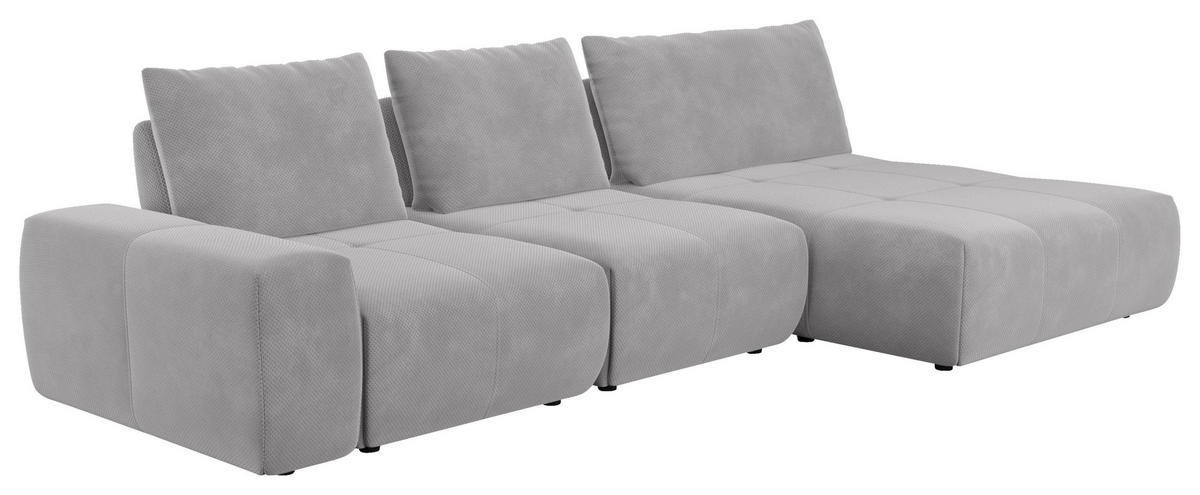 ECKSOFA in Velours Silberfarben  - Silberfarben/Schwarz, Design, Kunststoff/Textil (347/174cm) - Xora