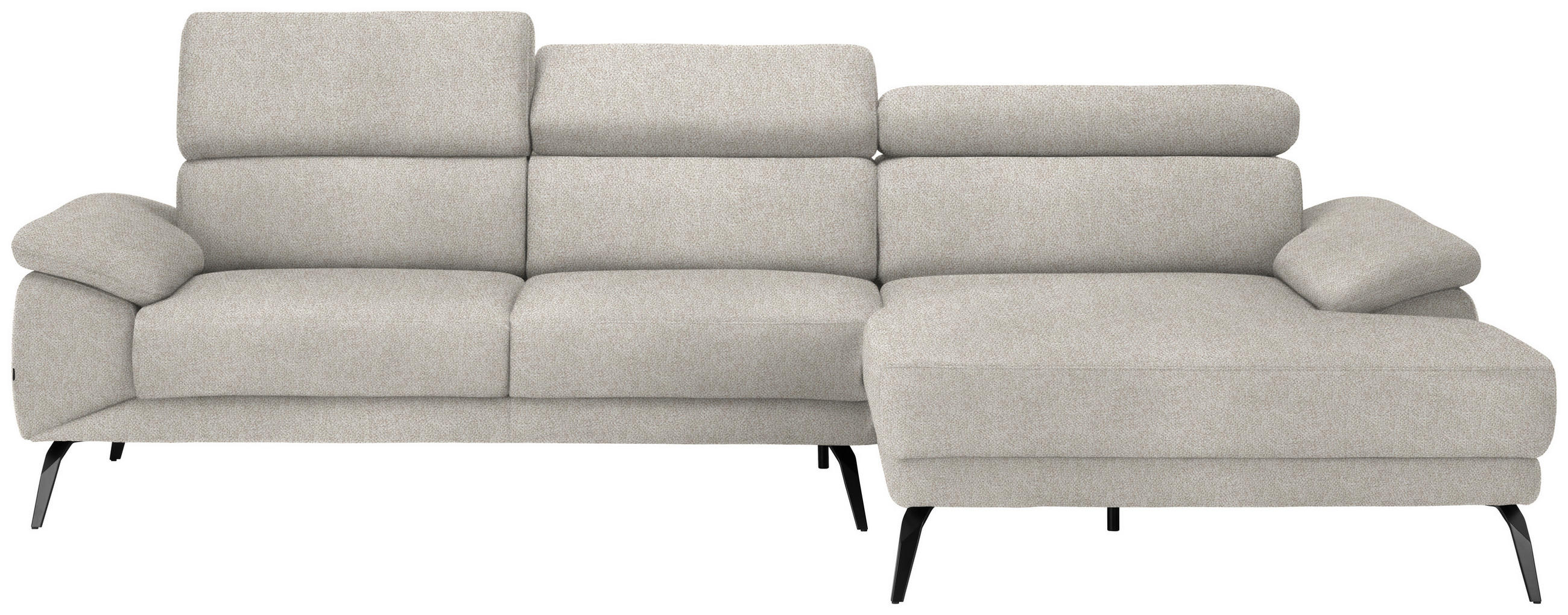 ECKSOFA in Velours Beige  - Beige/Schwarz, Design, Textil/Metall (295/187cm) - Novel