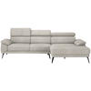 ECKSOFA Beige Velours  - Beige/Schwarz, Design, Textil/Metall (295/187cm) - Novel