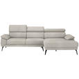 ECKSOFA in Velours Beige  - Beige/Schwarz, Design, Textil/Metall (295/187cm) - Novel