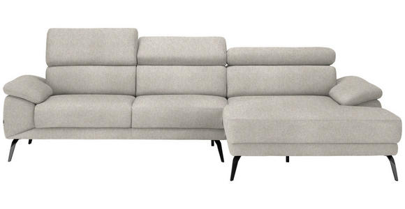 ECKSOFA in Velours Beige  - Beige/Schwarz, Design, Textil/Metall (295/187cm) - Novel