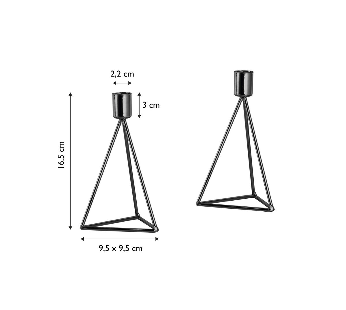 KERZENHALTER-SET - Schwarz, Basics, Metall (9,5/16,5cm) - Echtwerk