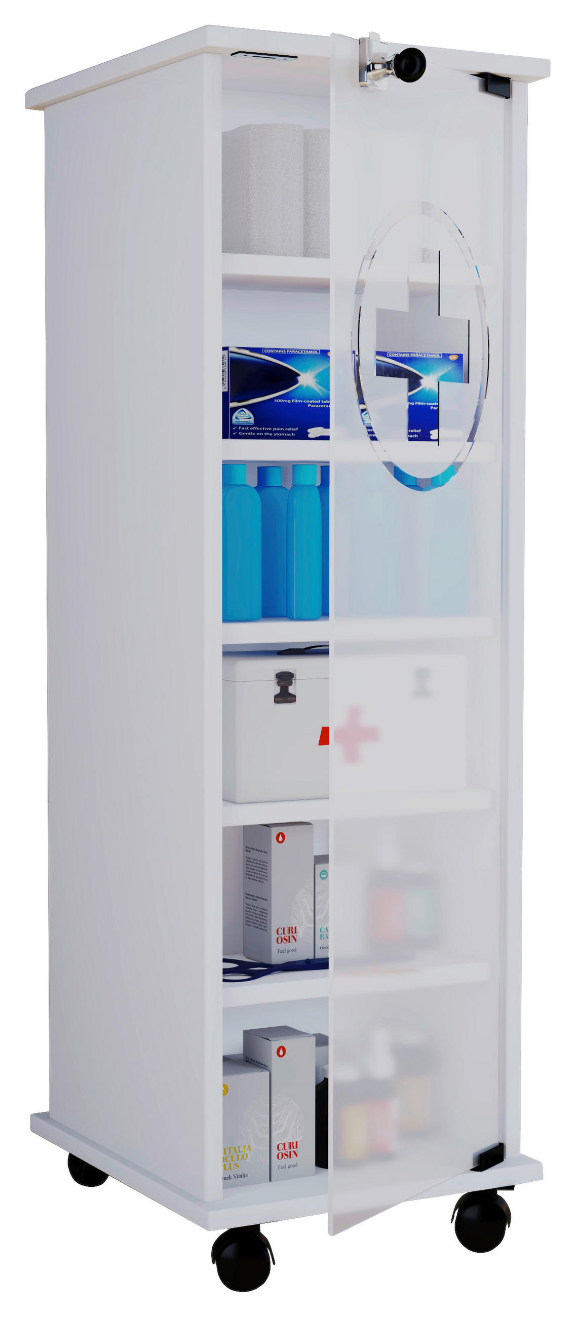 MEDIZINSCHRANK 31/98/35 cm  - Weiß, MODERN, Glas/Holzwerkstoff (31/98/35cm) - MID.YOU