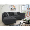 ECKSCHLAFSOFA  in Mikrofaser Schwarz  - Chromfarben/Schwarz, MODERN, Textil/Metall (190/250cm) - Livetastic