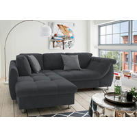 ECKSCHLAFSOFA  mit Liegefunktion, seitenverkehrt erhältlich Mikrofaser Schwarz  - Chromfarben/Schwarz, MODERN, Textil/Metall (190/250cm) - Livetastic