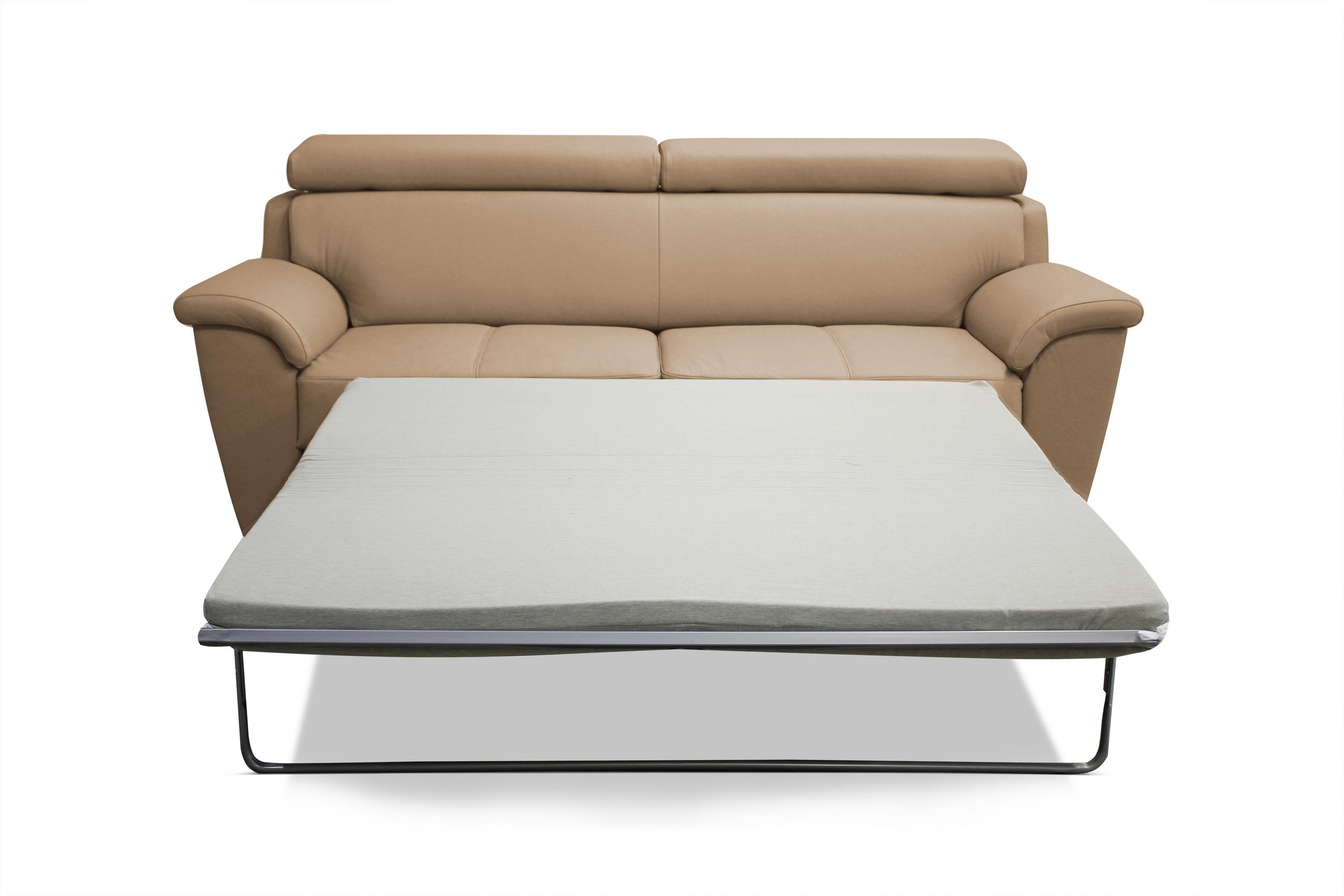 ÜLŐGARNITÚRA bőr cappuccino  - króm/cappuccino, Basics, műanyag/bőr (205/83/100cm) - Andante