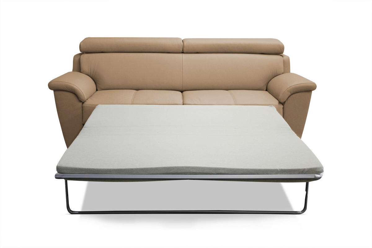 ÜLŐGARNITÚRA bőr cappuccino  - króm/cappuccino, Basics, műanyag/bőr (205/83/100cm) - Andante