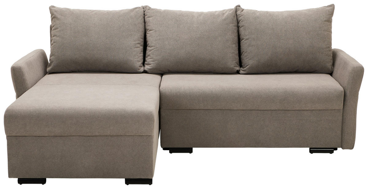 ECKSOFA in Webstoff Grau  - Schwarz/Grau, KONVENTIONELL, Kunststoff/Textil (223/148cm) - Ti'me
