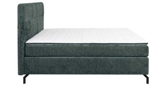 BOXSPRINGBETT 160/200 cm,  in Dunkelgrau, Topper, H2 + H3 = mittel + fest  - Dunkelgrau/Schwarz, Design, Textil/Metall (160/200cm) - Esposa