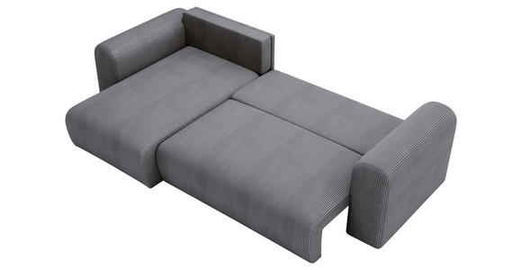 ECKSOFA in Cord Dunkelgrau  - Dunkelgrau/Schwarz, MODERN, Kunststoff/Textil (150/245cm) - Carryhome