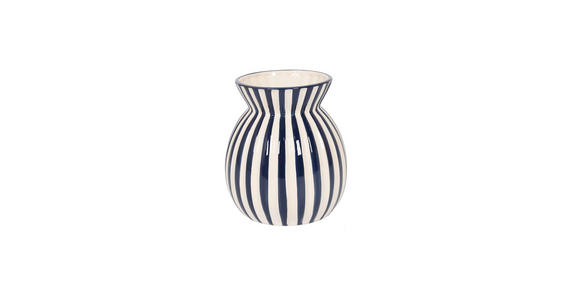 VASE 19 cm - Weiß/Dunkelblau, LIFESTYLE, Keramik (16,5/19cm) - Ambia Home