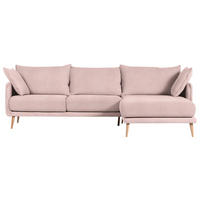 ECKSOFA  Mikrofaser Rosa  - Buchefarben/Rosa, Design, Holz/Textil (270/160cm) - MID.YOU