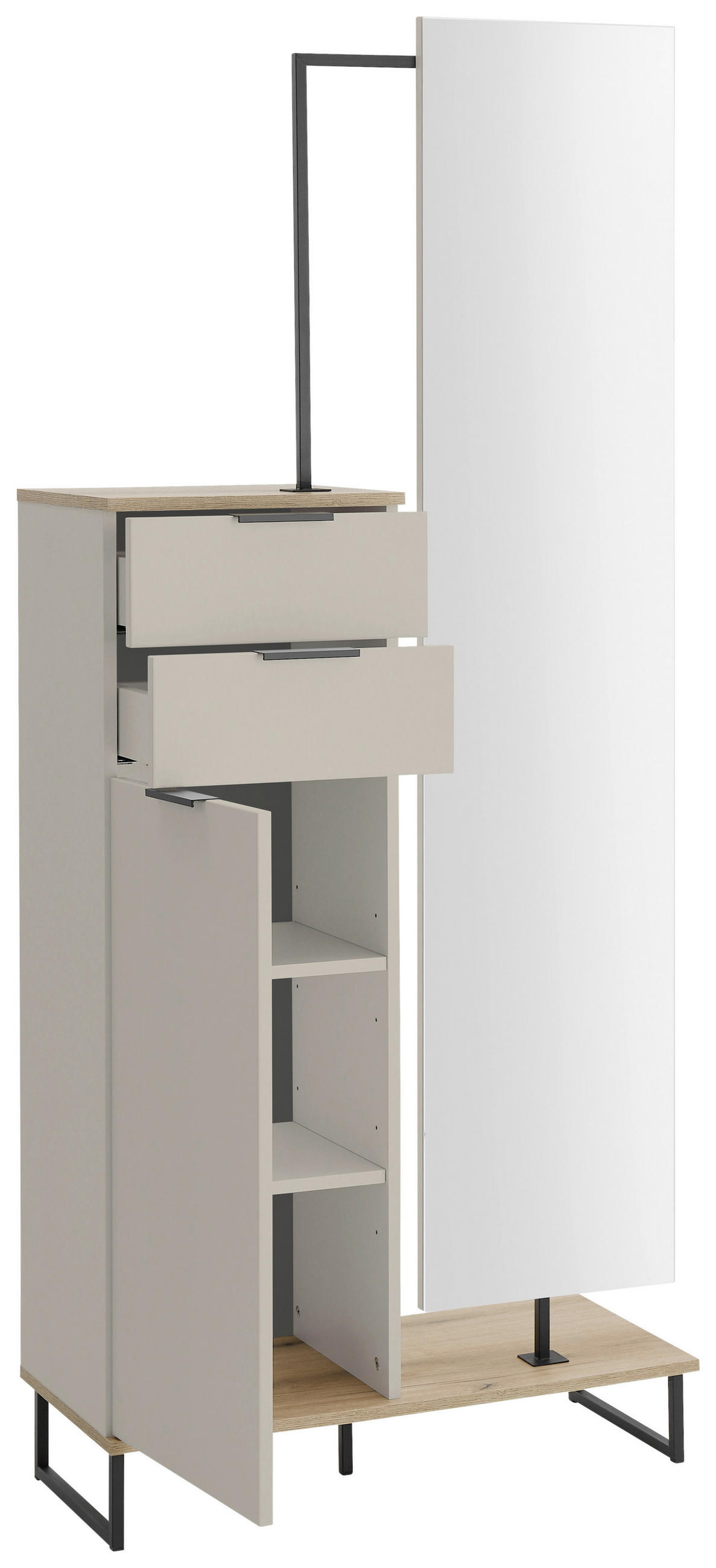 HOCHSCHRANK 78/200/35 cm  - Kaschmir/Eichefarben, KONVENTIONELL, Glas/Holzwerkstoff (78/200/35cm) - home24