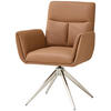 ARMLEHNSTUHL  Sitzfläche 360° drehbar  Echtleder  - Edelstahlfarben/Braun, MODERN, Leder/Metall (61/94/67cm) - MID.YOU