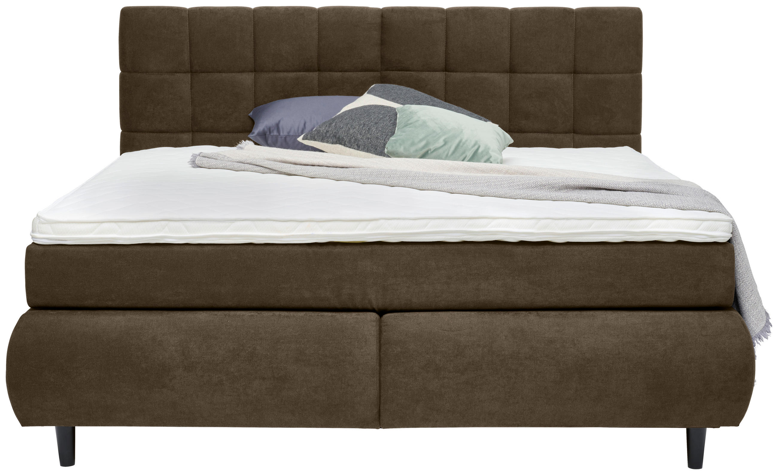 BOXSPRINGBETT 160/200 cm  in Dunkelbraun  - Dunkelbraun/Schwarz, Konventionell, Holz/Textil (160/200cm) - Ti'me