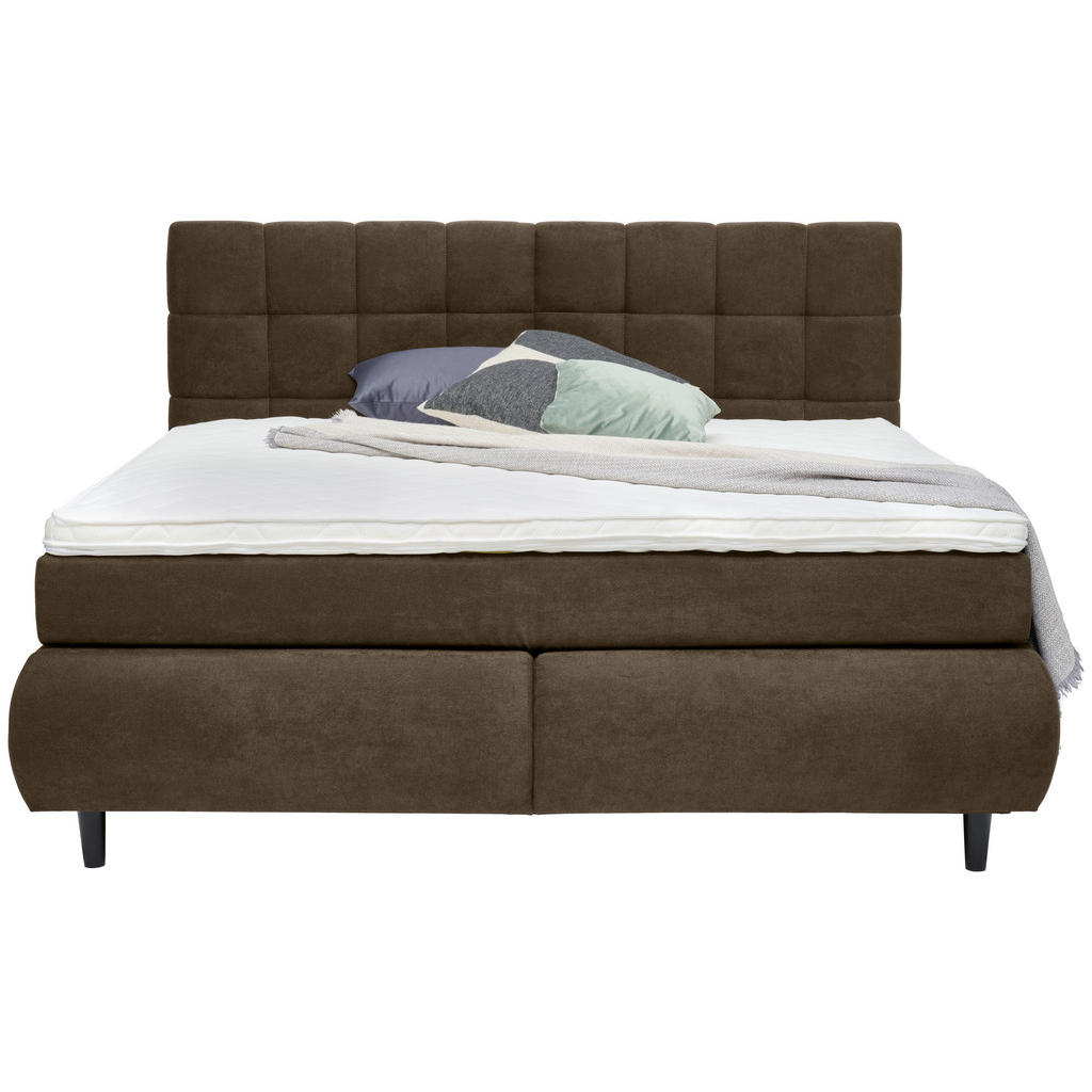 Thumbnail - Ti'me Boxspringbett, Dunkelbraun, Textil, Buche, massiv, H2, Höhe ca. 16 cm, 160x200 cm, Topper durchgehend, in verschie...