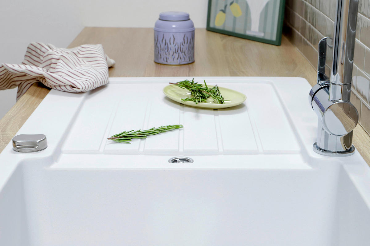 SPÜLE AUSTIN86X50W  - Weiß, Design, Stein (86/21/50cm) - Respekta